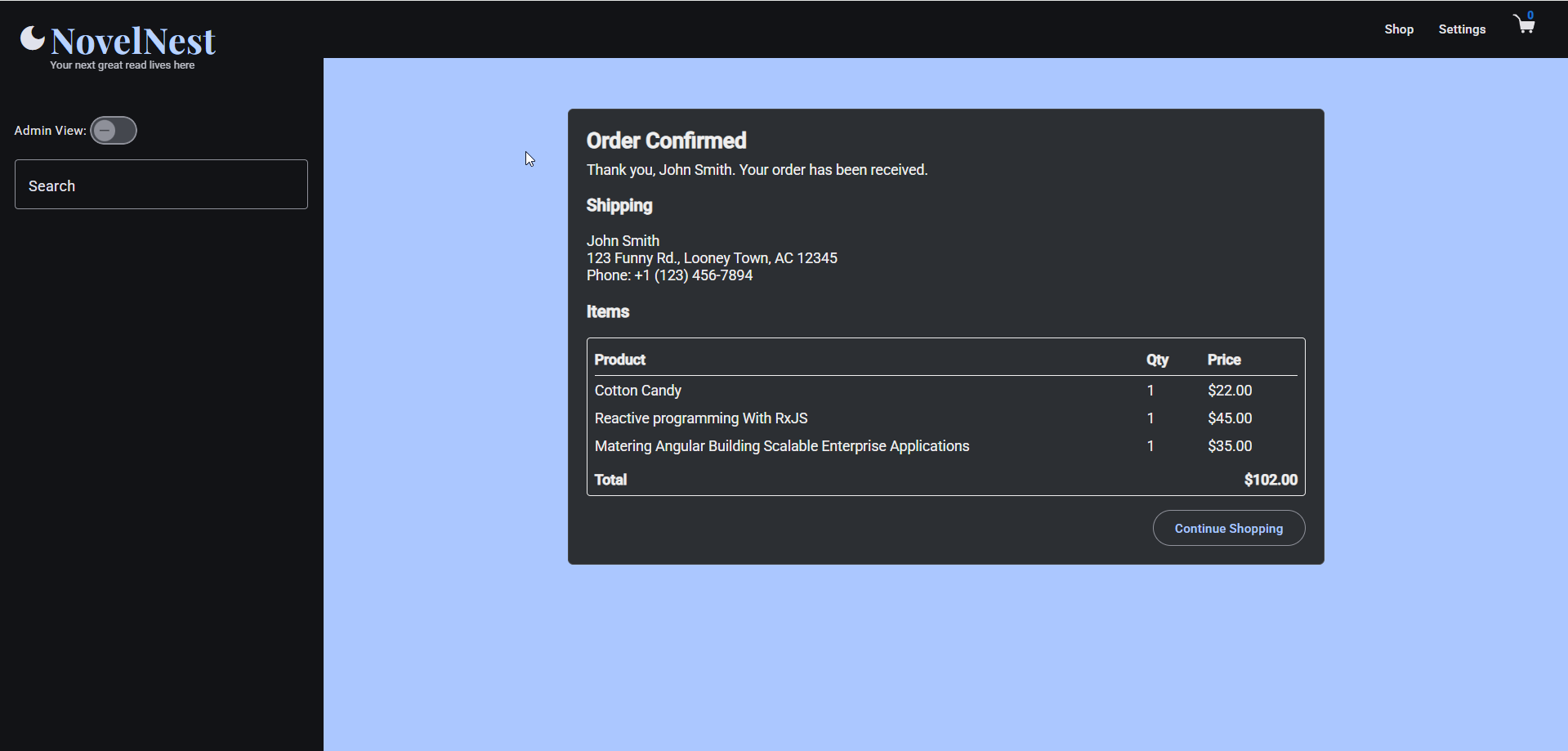 Order Confirmed dark