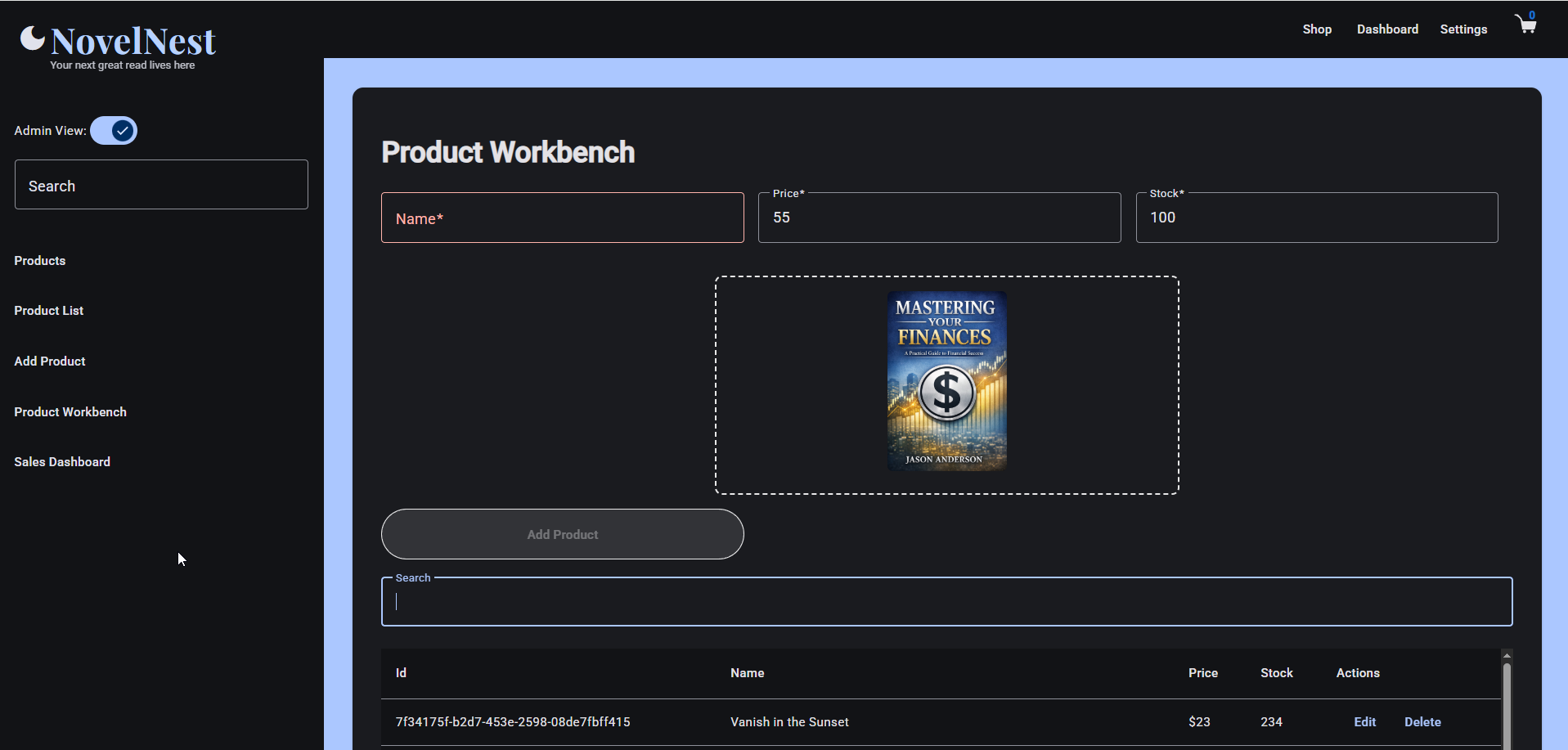 Product Workbench dark